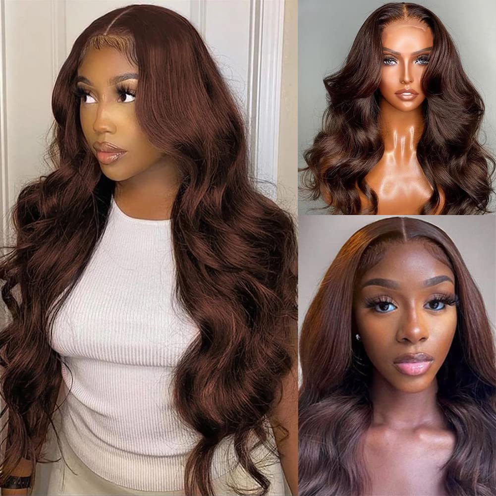 (Super Sale) Megalook 13x4 5x5 6x5 Pre Cut HD Chocolate Lace Closure Wigs #4 Dark Brown Color Human Hair Wigs