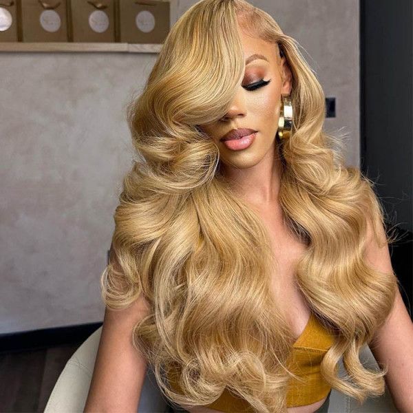 (Super Deal)Megalook Youtuber Same Hair 210% Density #27 Honey Blonde Color Wig HD Lace Transparent Lace Front Wig