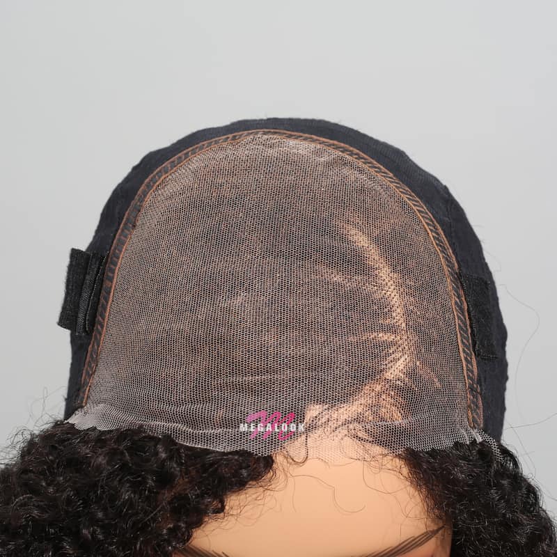 Megalook 6x5 HD Pre-cut Lace Closure Jerry Curly Bob Wigs Side Part Natural Color Wig