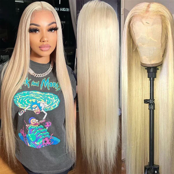 (Super Deal) 40" Long Length #613 Blonde 13x4 Lace Frontal Pre Plucked Hairline Bleached 180% Density Human Hair Wig