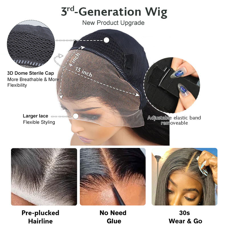 Pre-Cut 13x4/5x6 HD Lace Frontal #33 Reddish Brown Auburn Copper Color Water Wave Breathable Airy Cap Real Glueless Human Wigs