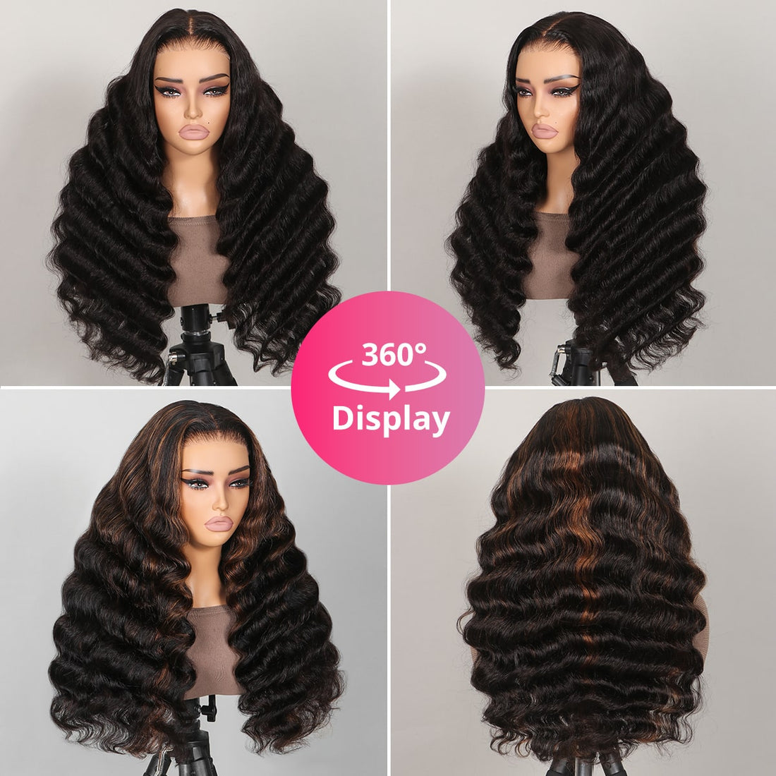 (Super Sale)Megalook 13x4 Lace Front Long Mixed Brown Black 6x5 Pre Cut Wear Go Loose Wave Pre-plucked Glamorous Wigs