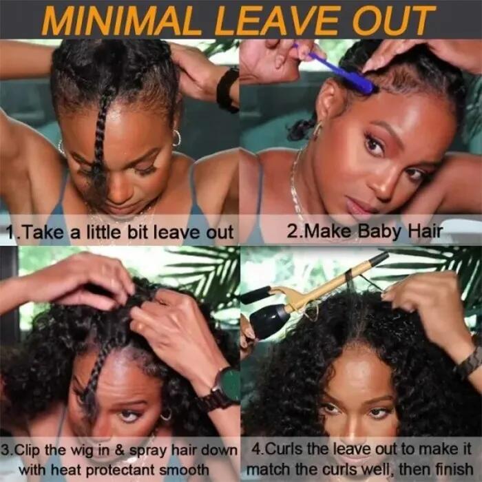 Glueless V Part Wig Free Part Thin Part Wig Curly Human Hair Wigs Can Part Anyway Upgrade U part Wig Without Leave out