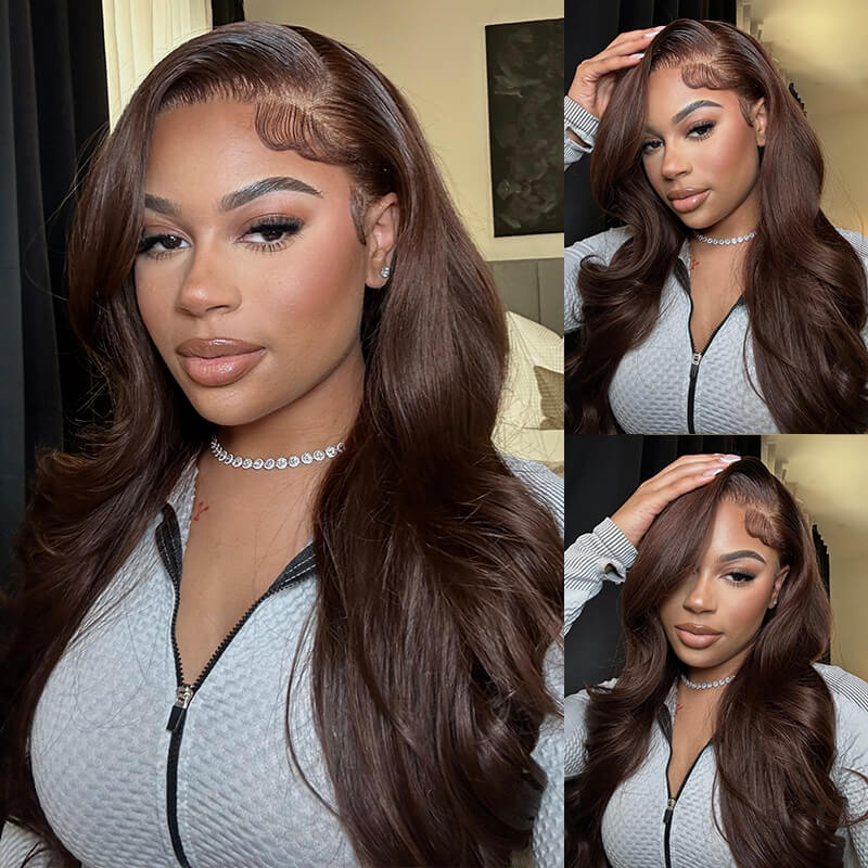 (Super Sale) Megalook 13x4 5x5 6x5 Pre Cut HD Chocolate Lace Closure Wigs #4 Dark Brown Color Human Hair Wigs