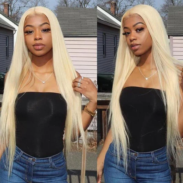 (Super Deal) 40" Long Length #613 Blonde 13x4 Lace Frontal Pre Plucked Hairline Bleached 180% Density Human Hair Wig