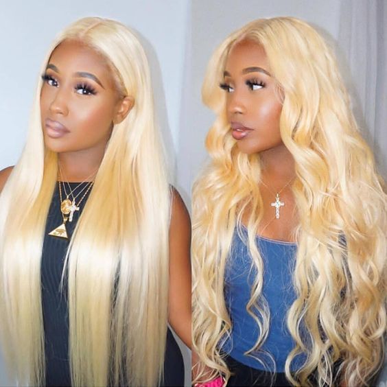 (Super Deal) 40" Long Length #613 Blonde 13x4 Lace Frontal Pre Plucked Hairline Bleached 180% Density Human Hair Wig