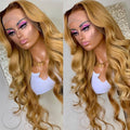 Body Wave 13x6 lace frontal wigs #27 colored honey blonde HD lace human hair wigs pre-plucked with baby hair