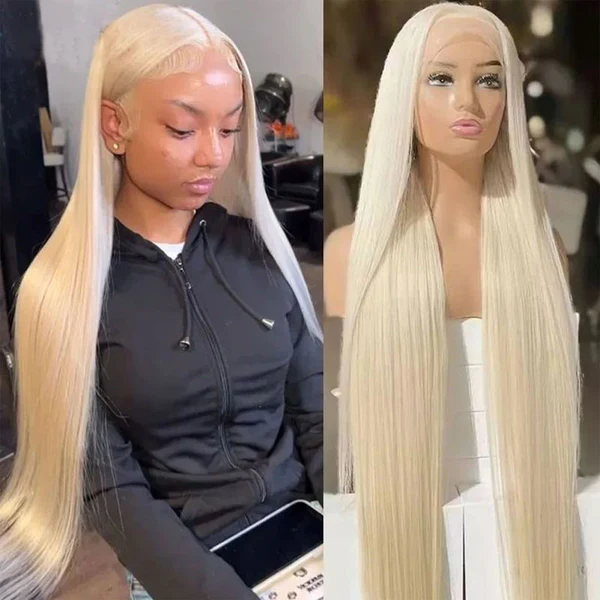 (Super Deal) 40" Long Length #613 Blonde 13x4 Lace Frontal Pre Plucked Hairline Bleached 180% Density Human Hair Wig