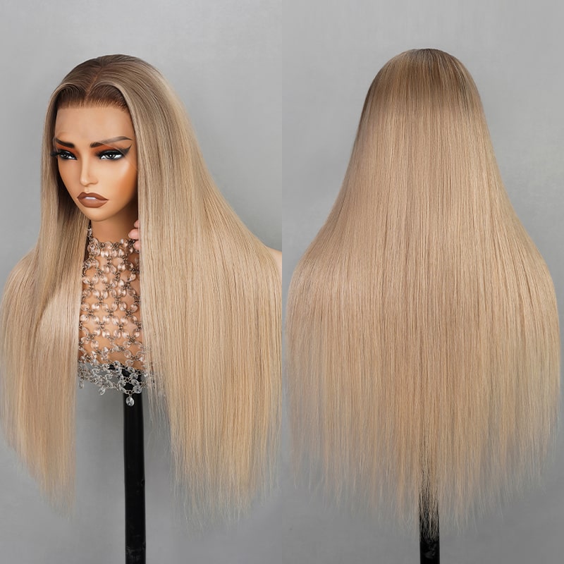 (Super Deal) Chocolate Dipped Marshmallow Vibe 13x4 Lace Frontal Body Wave Natural Pre-Plucked Hairline 6x5 Pre Cut Lace Wigs
