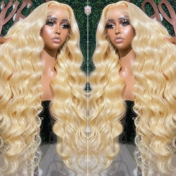 (Super Deal) 40" Long Length #613 Blonde 13x4 Lace Frontal Pre Plucked Hairline Bleached 180% Density Human Hair Wig