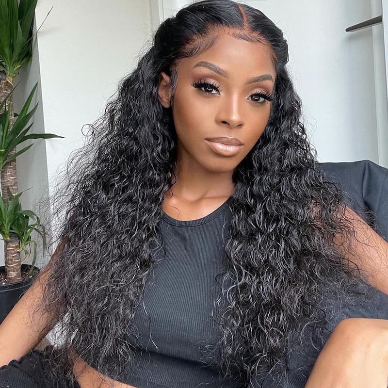 360 Lace Frontal Wigs 100% Remy Water Wave Human Hair Wigs Preplucked With Baby Hair