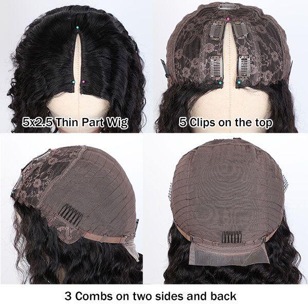 Megalook Bogo Free Thin V Part Wig Bob Human Hair Wigs Without Leave Out