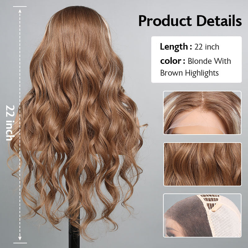 $100 OFF Code: MS100 | 5X5 HD Lace Honey Color With Blonde Highlight P12/613 Straight Hair Body Wave Wigs