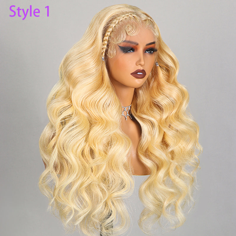Megalook Halo Braid Blonde 613 Body Wave 13x4 Lace Front Pre-Bleached Fashion Human Hair Wig