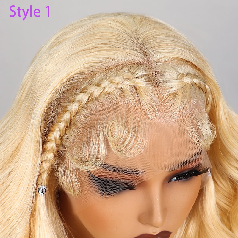 Megalook Halo Braid Blonde 613 Body Wave 13x4 Lace Front Pre-Bleached Fashion Human Hair Wig
