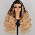 Pre Cut 6x5 Lace Closure Body Wave 13x4 HD Lace Human Hair Wigs Blonde Highlight #T1B/4/27 Three Tone Color Wig