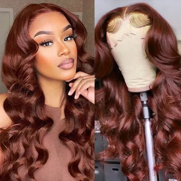 Megalook Bogo Free Transparent Straight/Body Wave Human Hair Wig Ombre Color Burgundy 1B99J Wig 180% Density
