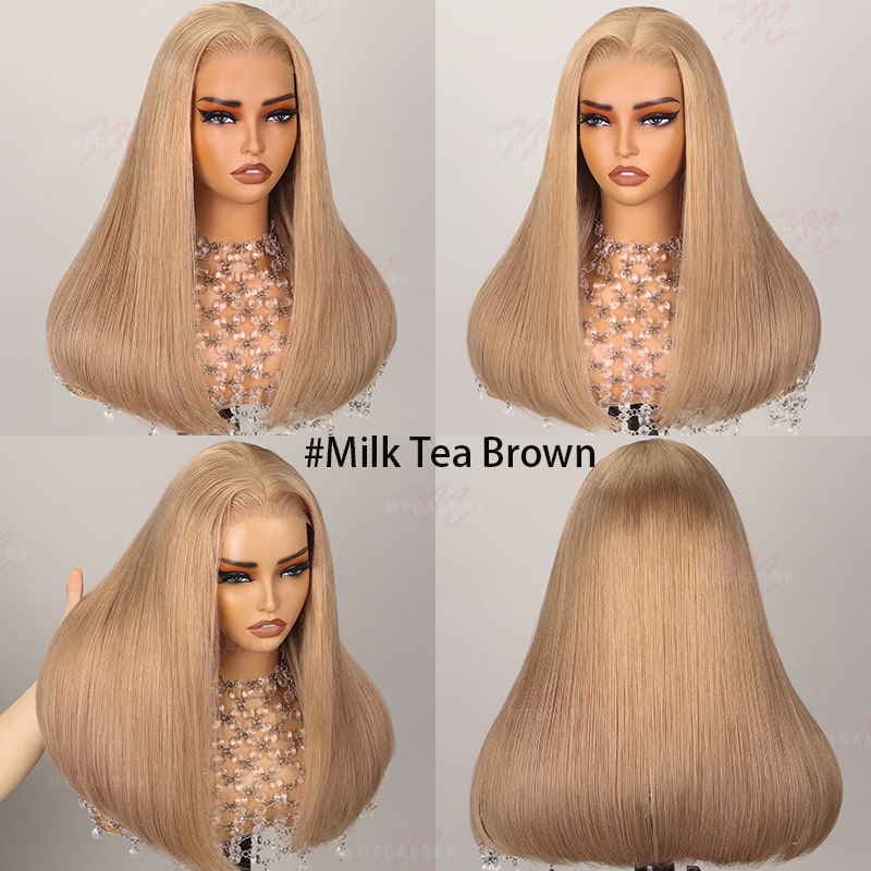(Super Deal)Megalook Salon-Quality Luxurious Glueless 6X5 HD Lace Wig Silky Straight Highlight Balayage /Chestnut Brown Colored Double Drawn Wig{Special Discount On CheckOut!}
