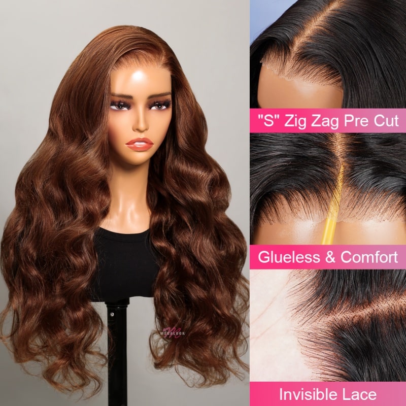 (Super Sale) Megalook 13x4 5x5 6x5 Pre Cut HD Chocolate Lace Closure Wigs #4 Dark Brown Color Human Hair Wigs