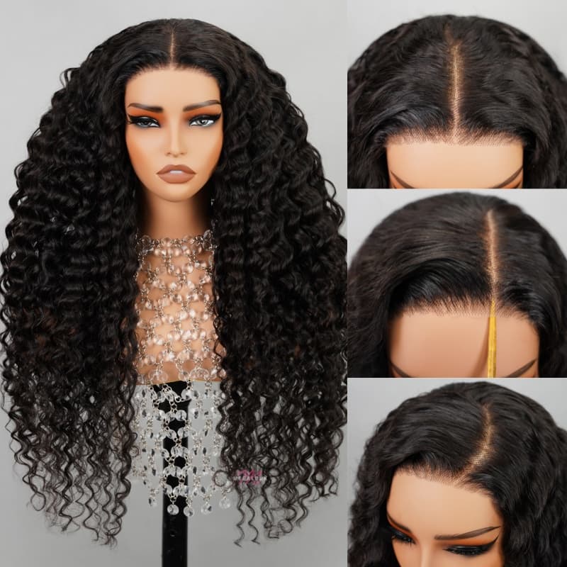 Megalook Bogo Free 5X5 HD LACE CLOSURE WIG Jerry Curly/Deep Wave 180% Density Natural Human Hair Wigs