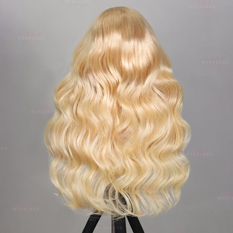 (Super Deal) Megalook 13x4 Transparent Lace Wig  Loose Body Long Length #613 Blonde Pre Plucked Hairline Bleached 3D Human Hair Wig