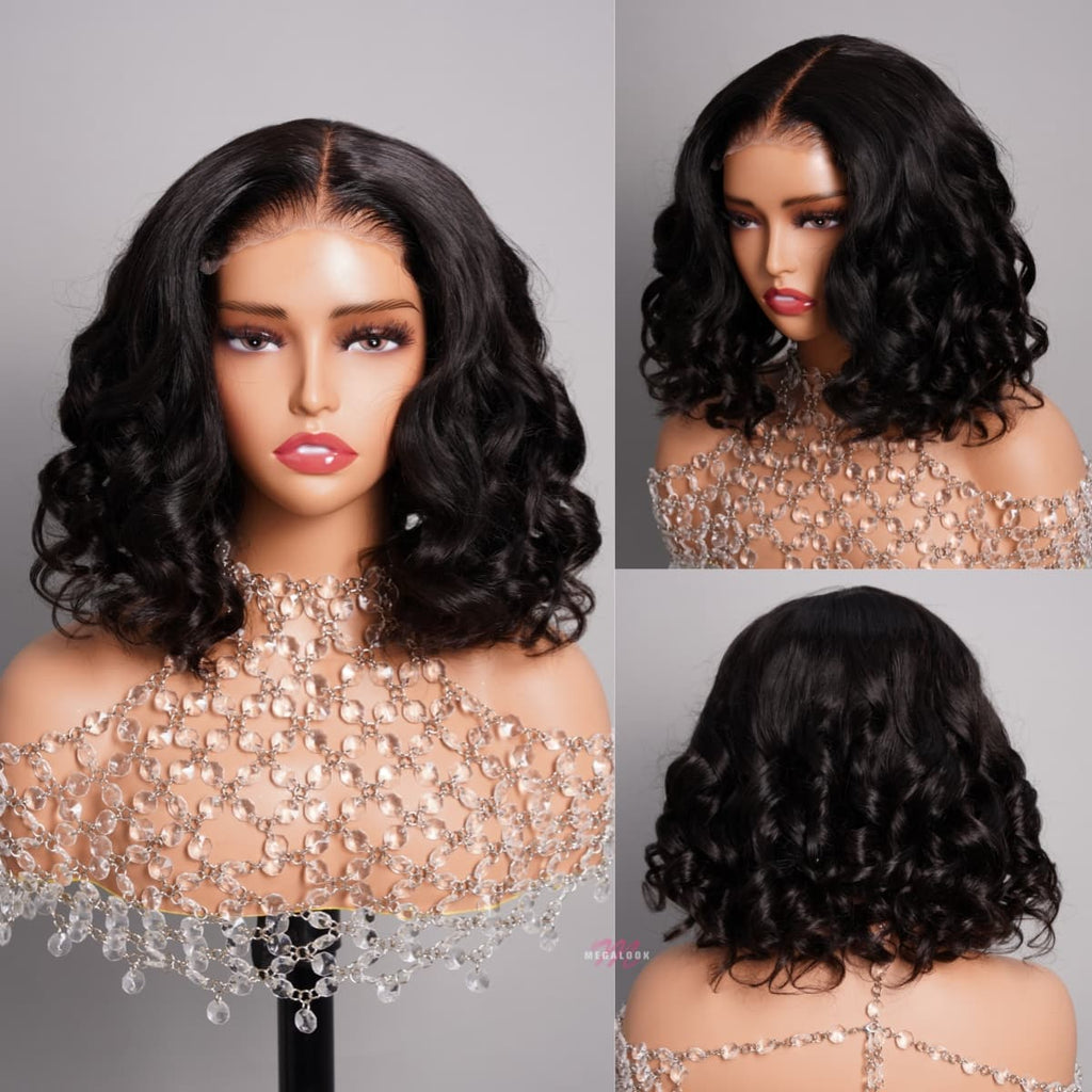$100 OFF Code: MS100 | Minimalist 6 inch Deep Part Hairline Glueless Lace Short Bob Loose Body Wave Pre Cut Wig