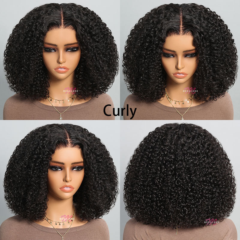 (Super Deal)EaseElle Series Minimalist 6 Inch Deep Part Hairline Glueless Lace Jerry Curly Bob Pre-Bleached Miny Knots Middle Part Closure Wigs