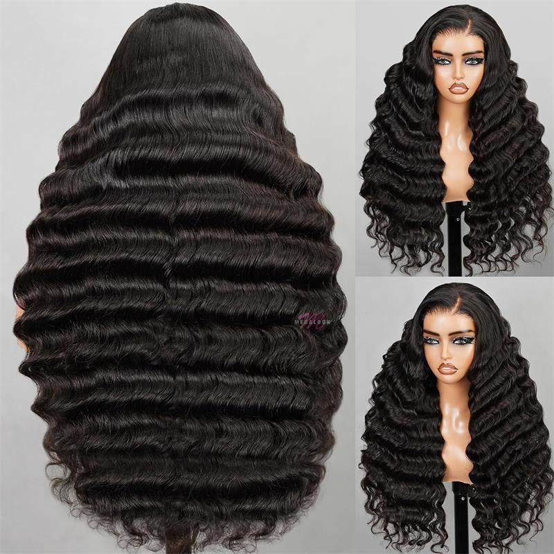 (Super Deal)Megalook 30inch 36inch Long 13x4 Transparent Lace Frontal Wigs Pre-plucked Natural Hairline Breathable Airy Cap Human Hair Wig