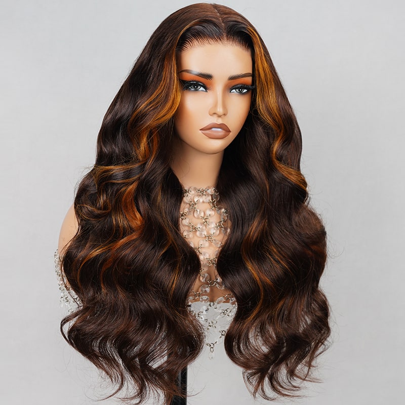 6x5 Pre Cut Wear and Go Money Piece Balayage FB30 Highlight Pre plucked High Density Glueless Human Hair Wig