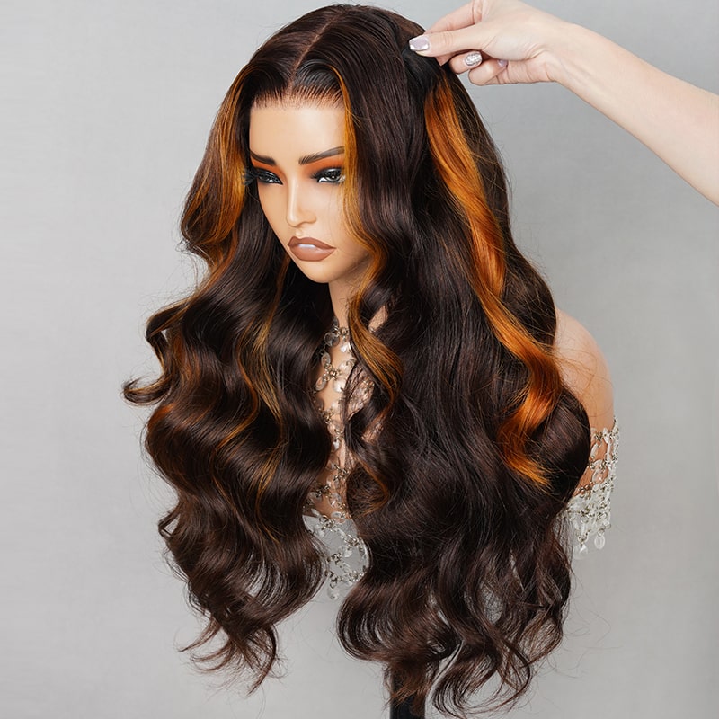 6x5 Pre Cut Wear and Go Money Piece Balayage FB30 Highlight Pre plucked High Density Glueless Human Hair Wig