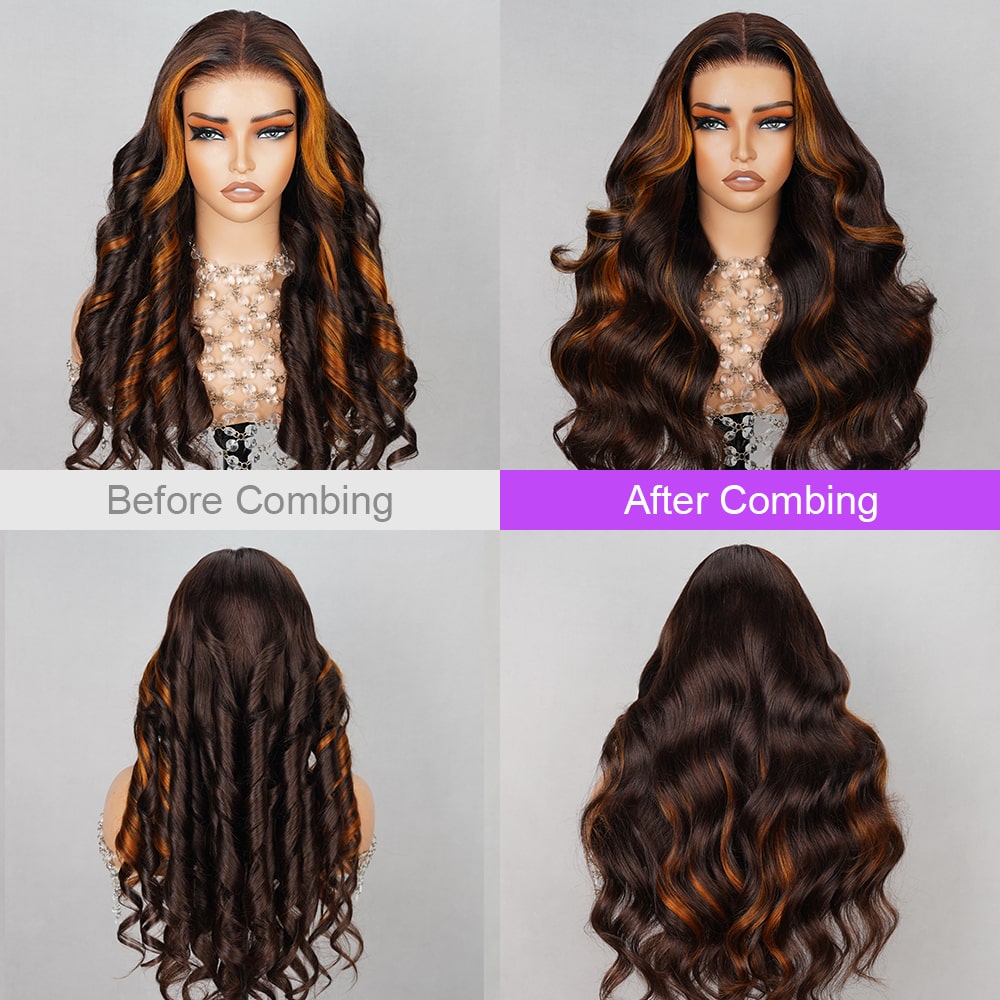 6x5 Pre Cut Wear and Go Money Piece Balayage FB30 Highlight Pre plucked High Density Glueless Human Hair Wig