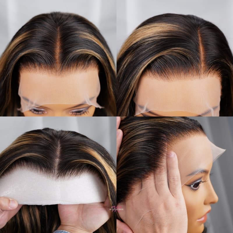 (Super Sale)Megalook 13x4 Lace Front Long Mixed Brown Black 6x5 Pre Cut Wear Go Loose Wave Pre-plucked Glamorous Wigs