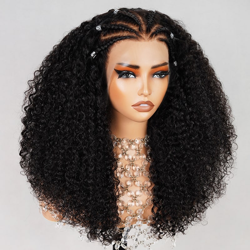 Megalook Braiding Human Hair 13×4 Lace Front Jerry Curly Pre-Bleached With Full Density