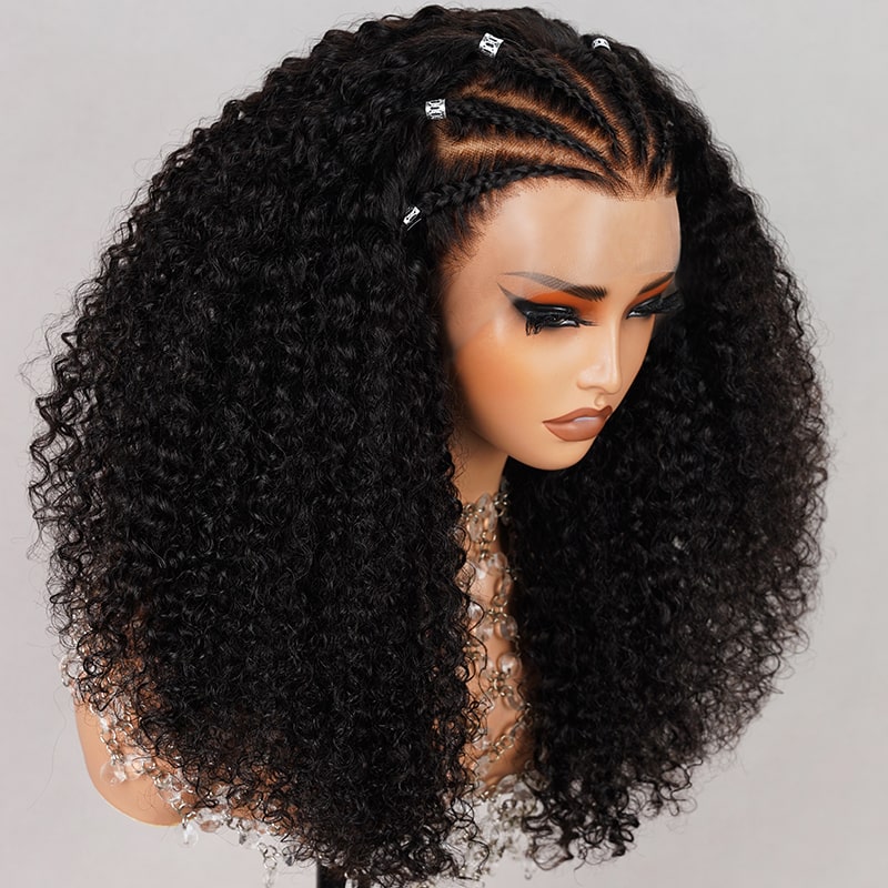 Megalook Braiding Human Hair 13×4 Lace Front Jerry Curly Pre-Bleached With Full Density