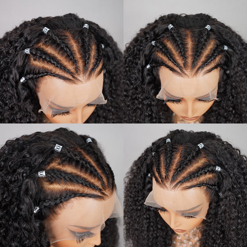 Megalook Braiding Human Hair 13×4 Lace Front Jerry Curly Pre-Bleached With Full Density