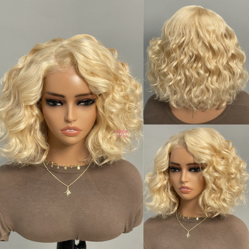 (Super Deal)Glueless 12inch Straight Bob Pre-Bleached Miny Knots 6X5 Wear Go Closure Wigs