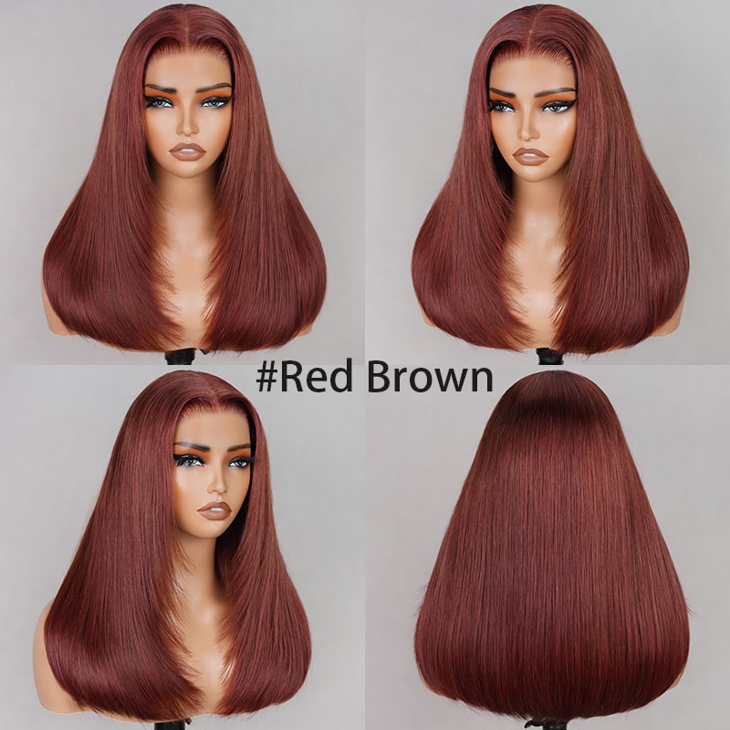 (Super Deal)Megalook Salon-Quality Luxurious Glueless 6X5 HD Lace Wig Silky Straight Highlight Balayage /Chestnut Brown Colored Double Drawn Wig{Special Discount On CheckOut!}