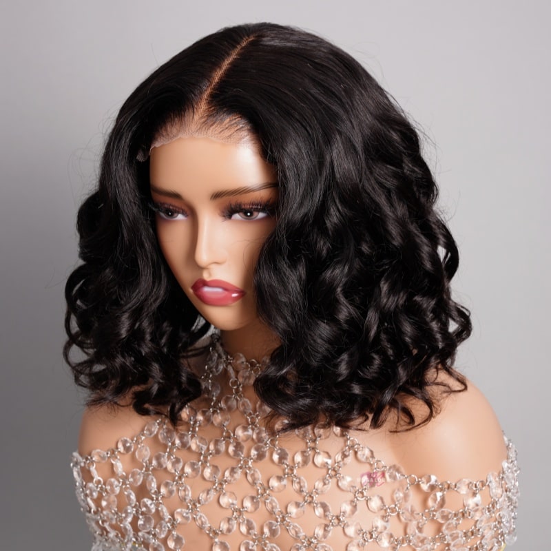 $100 OFF Code: MS100 | Minimalist 6 inch Deep Part Hairline Glueless Lace Short Bob Loose Body Wave Pre Cut Wig
