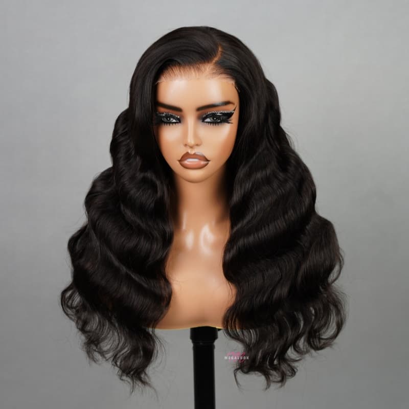Megalook 6x5 Pre Cut Glueless  Wear And Go Natural New Style Side Part Megalook Curly Human Hair Wigs