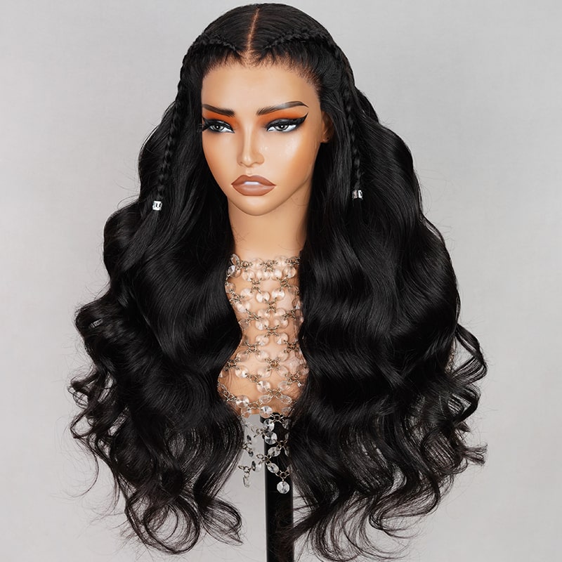 Megalook Pre-Braided Styles 10x6 Parting Max Pre Cut Transparent Lace Frontal Body Wave Glueless Wig Put On Wear Go Human Hair