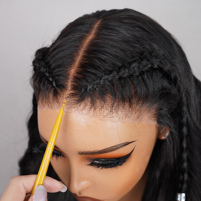 Megalook Pre-Braided Styles 10x6 Parting Max Pre Cut Transparent Lace Frontal Body Wave Glueless Wig Put On Wear Go Human Hair