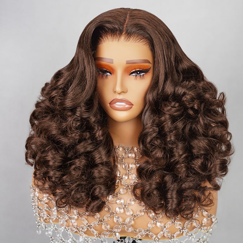(Super Deal)Megalook Salon-Quality Minimalist Luxurious Bomb Funmi Curly 6 Inch Deep Part Hairline Thick Layered Bouncy Wavy Glueless Pre-Cut Lace Small Curl Miny Knots Egg Curl Wig