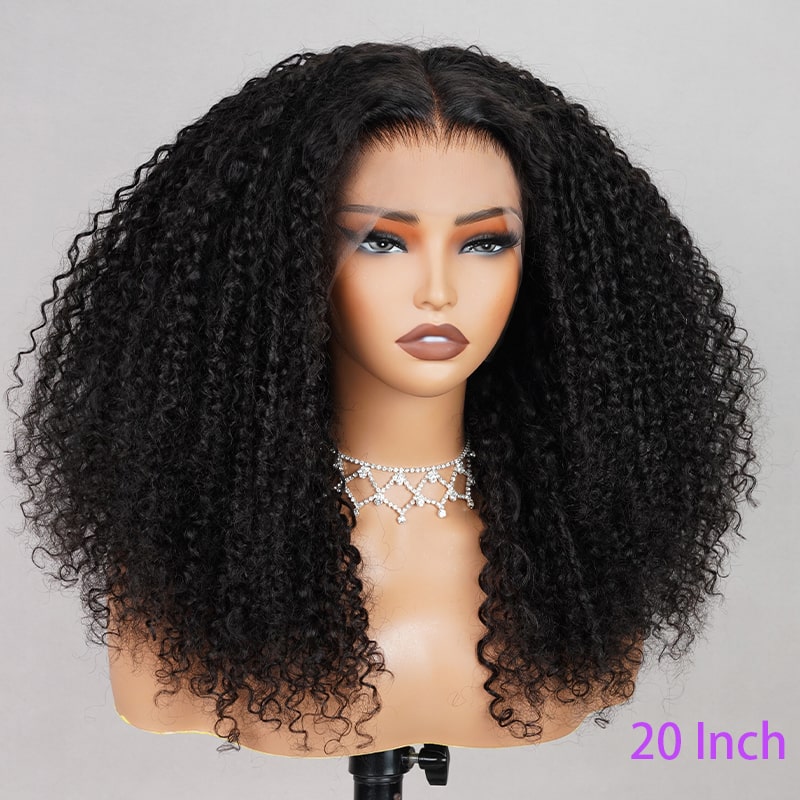 (Super Deal)Megalook Super Double Drawn 13x4 Lace Frontal Pre-Plucked Mini Knots Middle part 6 Inch Deep Part Glueless Pre-Cut Boom Kinky Curl Wig