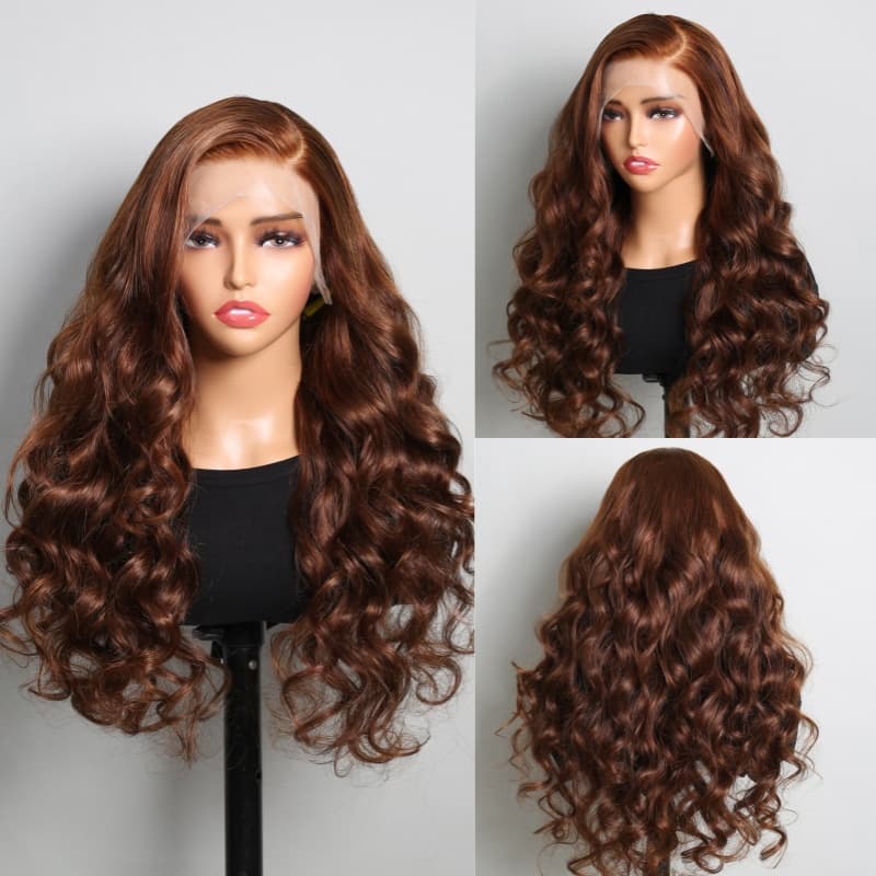 (Super Sale) Megalook 13x4 5x5 6x5 Pre Cut HD Chocolate Lace Closure Wigs #4 Dark Brown Color Human Hair Wigs