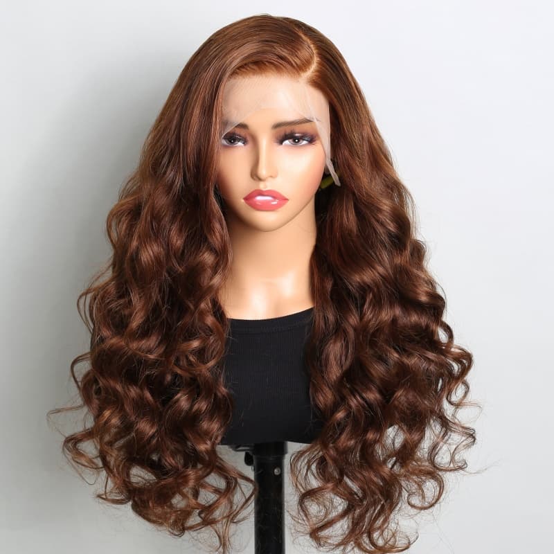 (Super Sale) Megalook 13x4 5x5 6x5 Pre Cut HD Chocolate Lace Closure Wigs #4 Dark Brown Color Human Hair Wigs