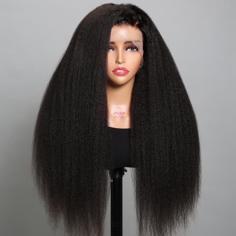Glueless Easy Wear Go Wig Kinky Straight 13x4 HD Lace Fronatl Wig With Pre-plucked Edges Easy Wear And Go