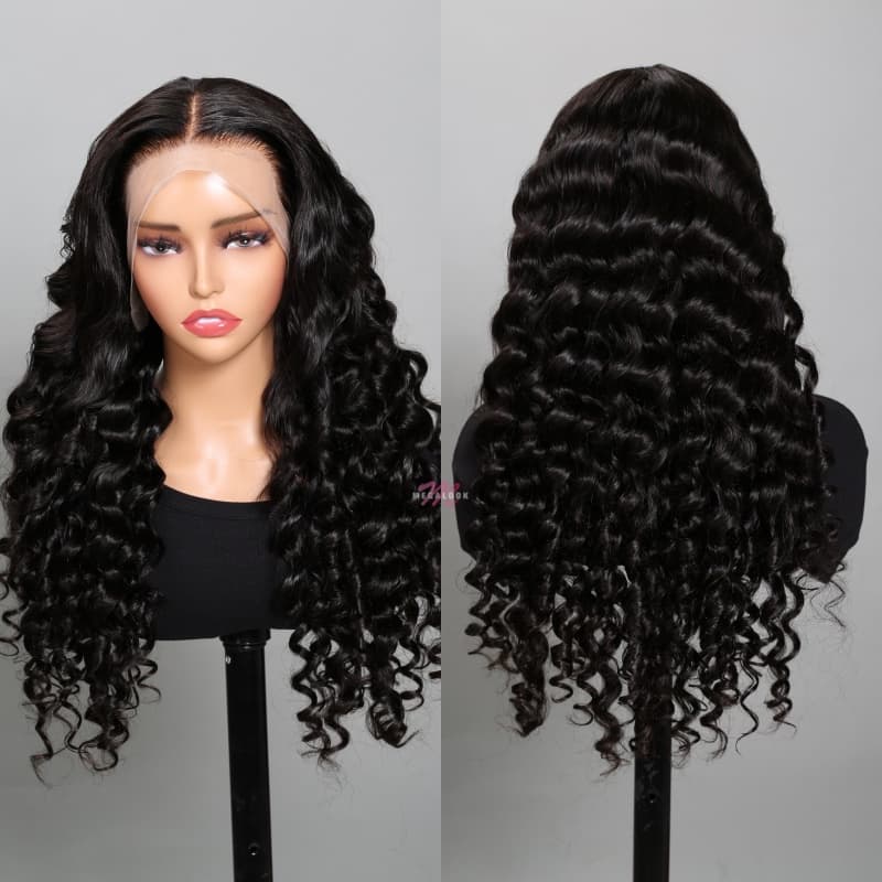 Pre Cut Lace | Breathable Dome Cap Glueless 13x4 HD Lace Wig Loose Deep Wave Human Hair Easy Wear And Go Wig