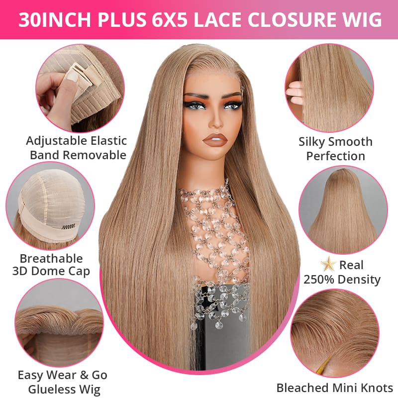 (Super Deal) Megalook 13x4 HD Lace Milk Tea Brown Light Flaxen Brown Cozy Blonde Pre Cut 6X5 Hd Lace Closure Long Glueless Wear Go Wig