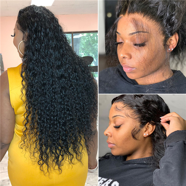 360 Lace Frontal Wigs 100% Remy Water Wave Human Hair Wigs Preplucked With Baby Hair