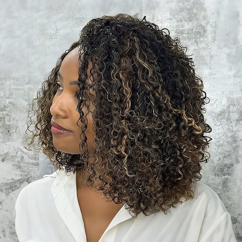 (Super Deal) Megalook Balayage Colored Short Cut Bob Highlight 13x4 Lace Fontal Glueless Water Wave Wig